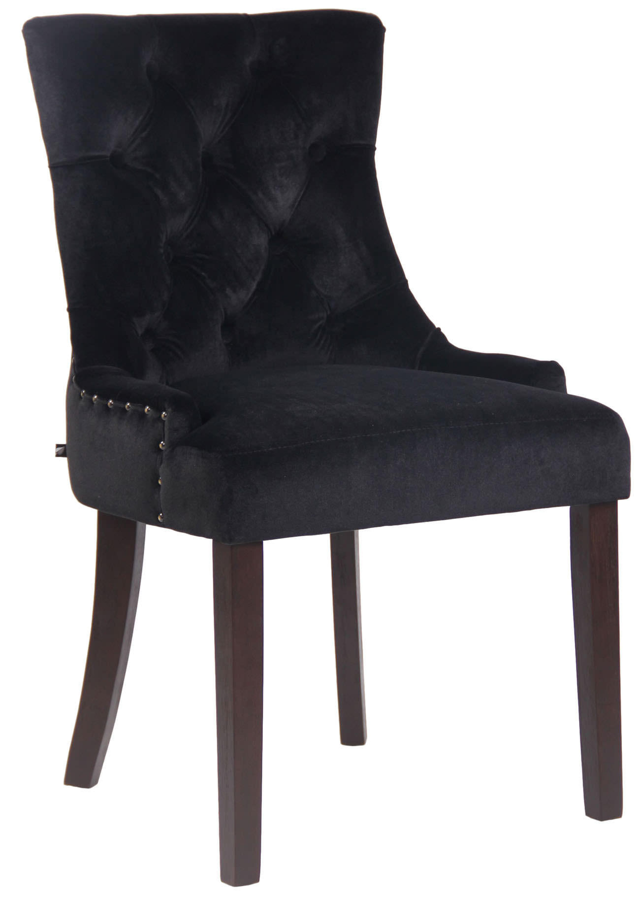 ESSZIMMERSTUHL Aboli Samt, antik Schwarz - Dunkelbraun/Schwarz, Holz/Textil (55/92/58cm) - TPFLiving