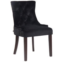 ESSZIMMERSTUHL Aboli Samt, antik Schwarz - Dunkelbraun/Schwarz, Holz/Textil (55/92/58cm) - TPFLiving