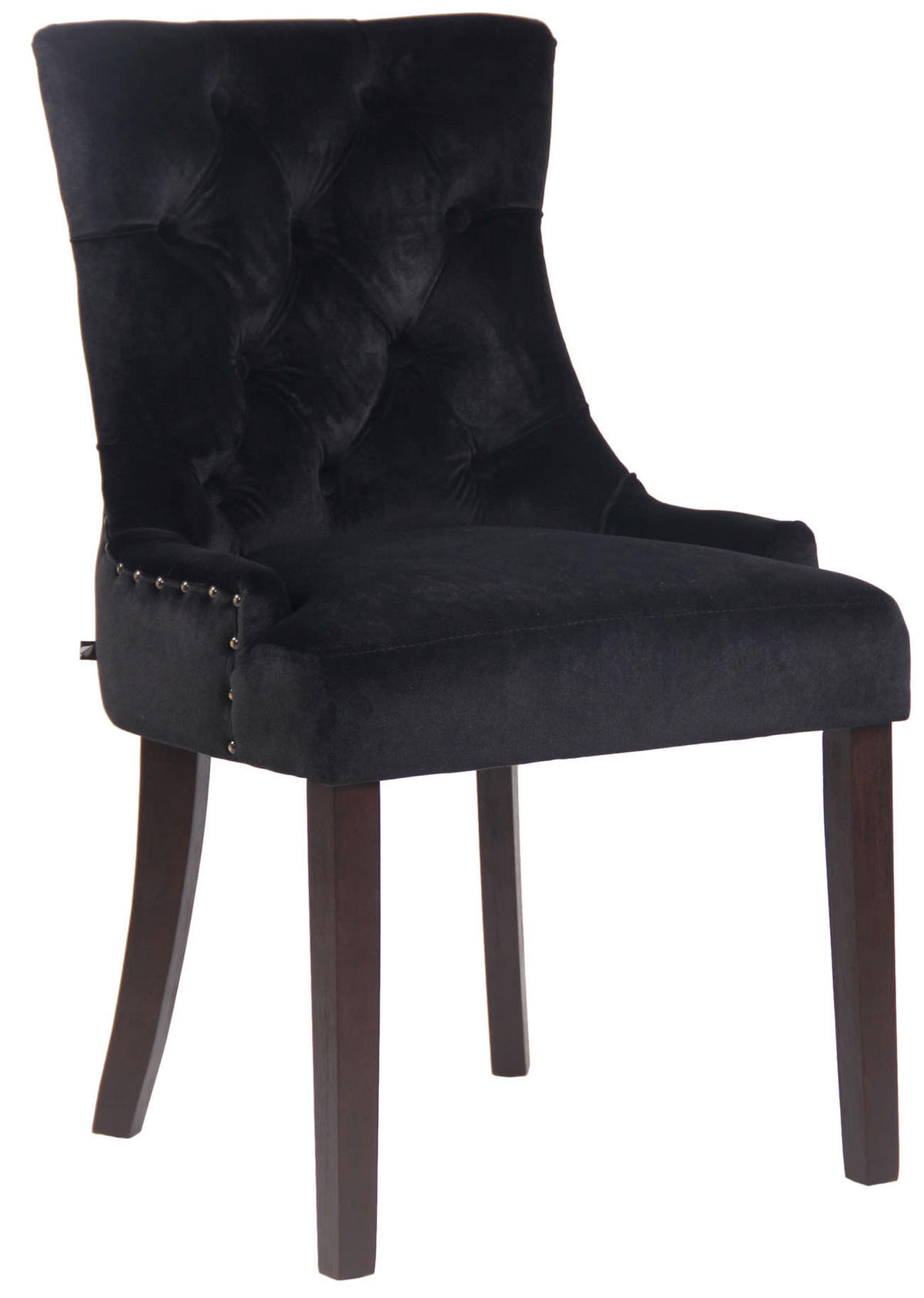 ESSZIMMERSTUHL Aboli Samt, antik Schwarz - Dunkelbraun/Schwarz, Holz/Textil (55/92/58cm) - TPFLiving