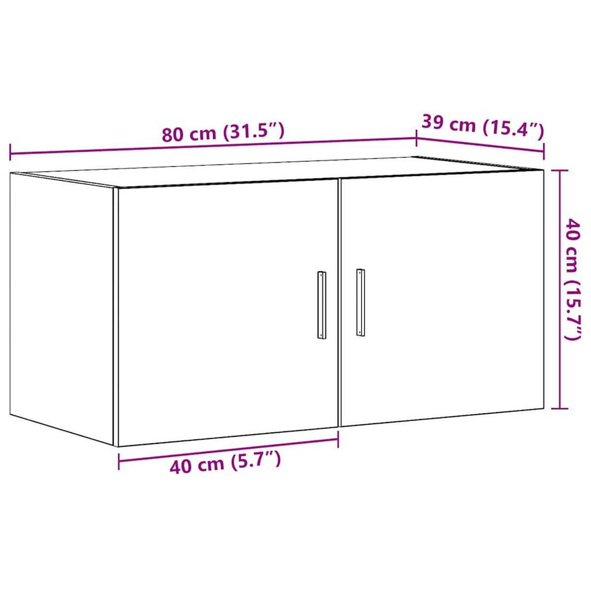 WANDSCHRANK Schwarz Eichen-Optik 80/39/40 Cm Holzwerkstoff - Schwarz, Holzwerkstoff (39/40/80cm) - vidaXL