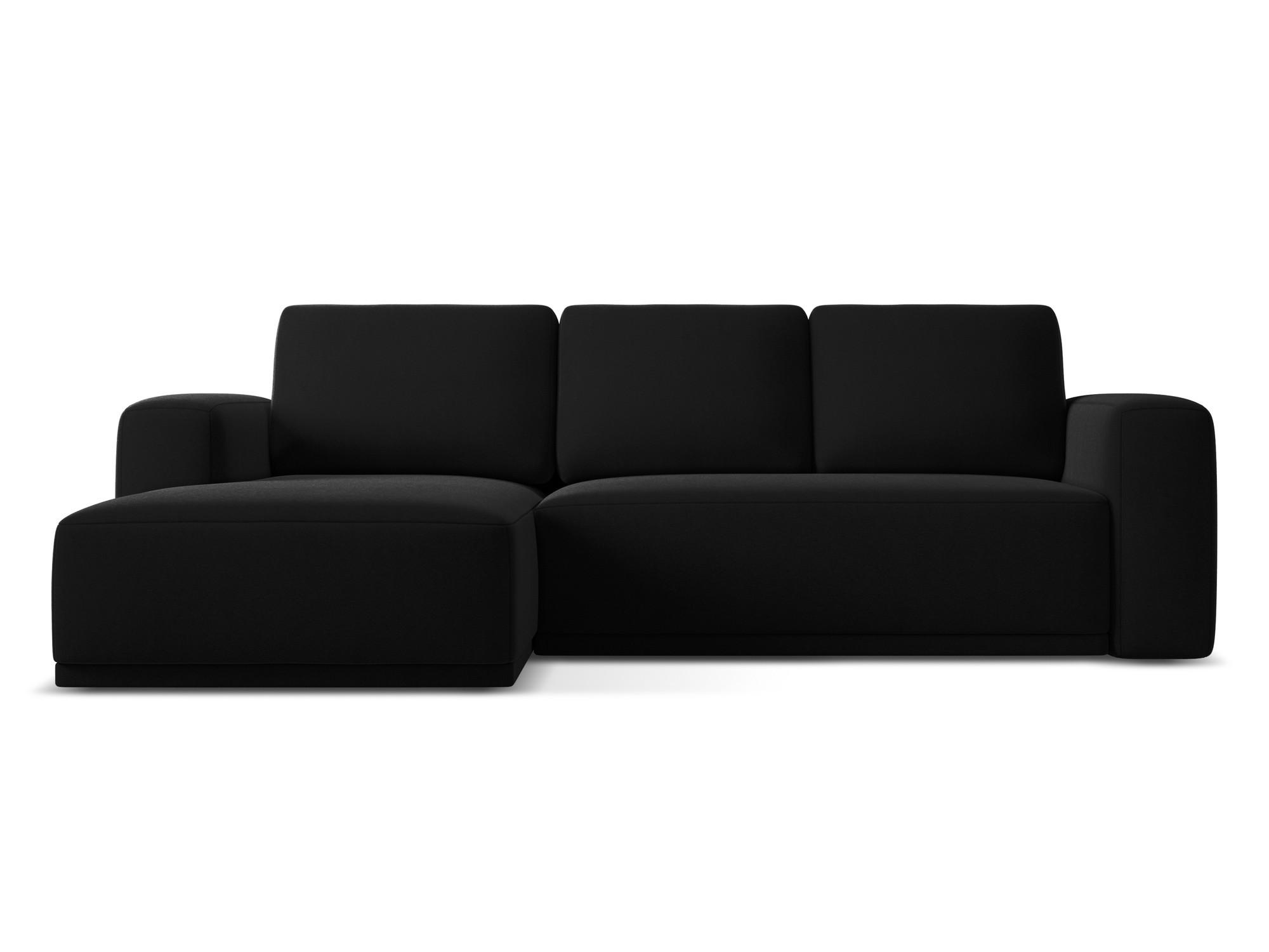 ECKSOFA mit Schlaffunktion Samt Stoff Schwarz - Schwarz, Kunststoff/Textil (258/160cm) - Makamii