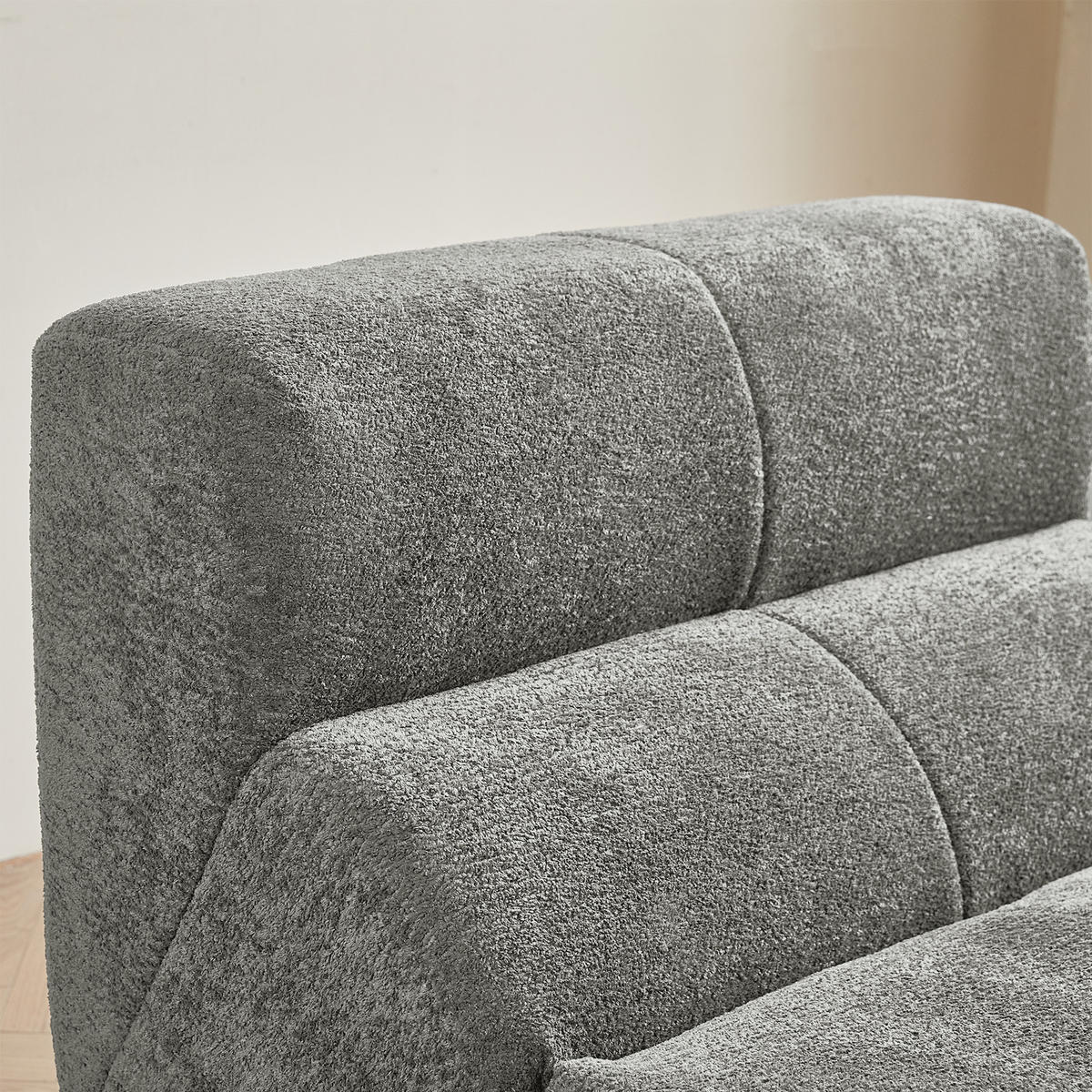 SESSEL Samt mit Regentropfen-Struktur Montagefrei - Hellgrau, Textil (93/79/109cm) - Urban Meuble