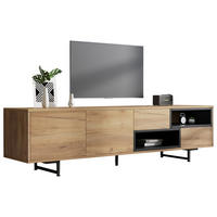 TV-LOWBOARD aus Spanplatte 173x38x48 cm Holzfarben mit Stauraum, Kabeldurchlass und offenen Fächern - Naturfarben, Holzwerkstoff (173/48/38cm) - Modfu