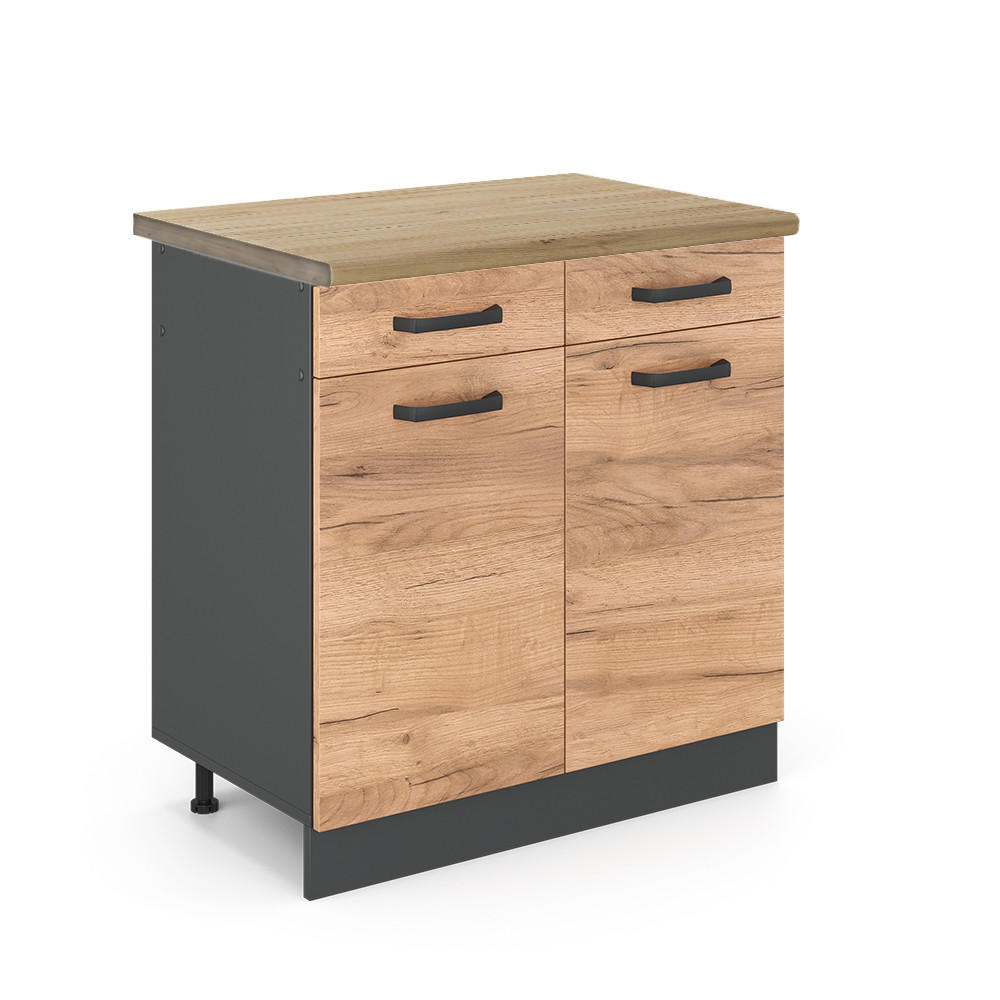 KÖKSUNDERSKÅP R-Line Goldkraft ek 80 cm , AP Oak Ekfärgad, Antracit 81.6/80/60 cm