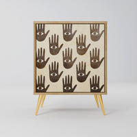 SIDEBOARD SEE MORE, Eichefarben, 57,5x42x75,5 cm, Goldfarbene Metallfüße - Eichefarben/Goldfarben, Holzwerkstoff/Metall (57.5/75.5/42cm) - SpaceRebels
