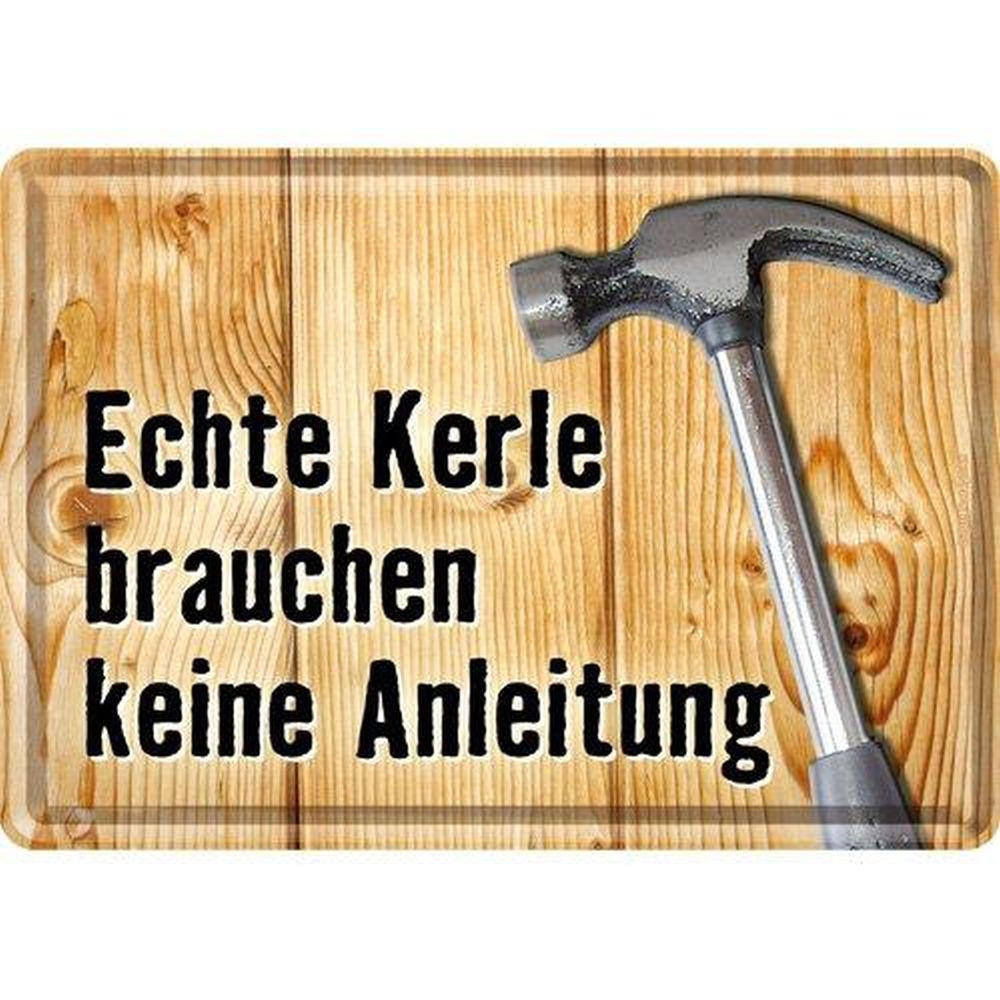 MINIBLECHSCHILD 10/14 cm Echte Kerle brauchen keine Anleitung - Multicolor, Metall (14/10/0.1cm) - Nostalgic-Art