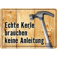 MINIBLECHSCHILD 10/14 cm Echte Kerle brauchen keine Anleitung - Multicolor, Metall (14/10/0.1cm) - Nostalgic-Art