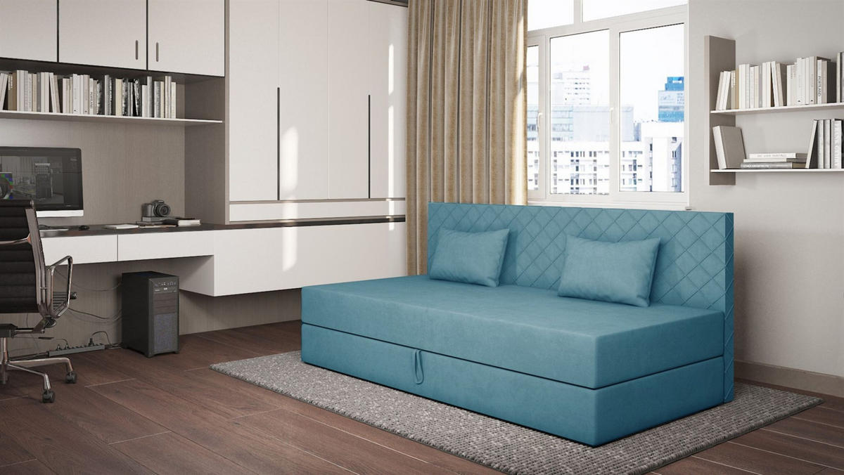 SOFA Siena In Opera - Blau, Holzwerkstoff/Textil (200/90/97cm) - Fun Möbel