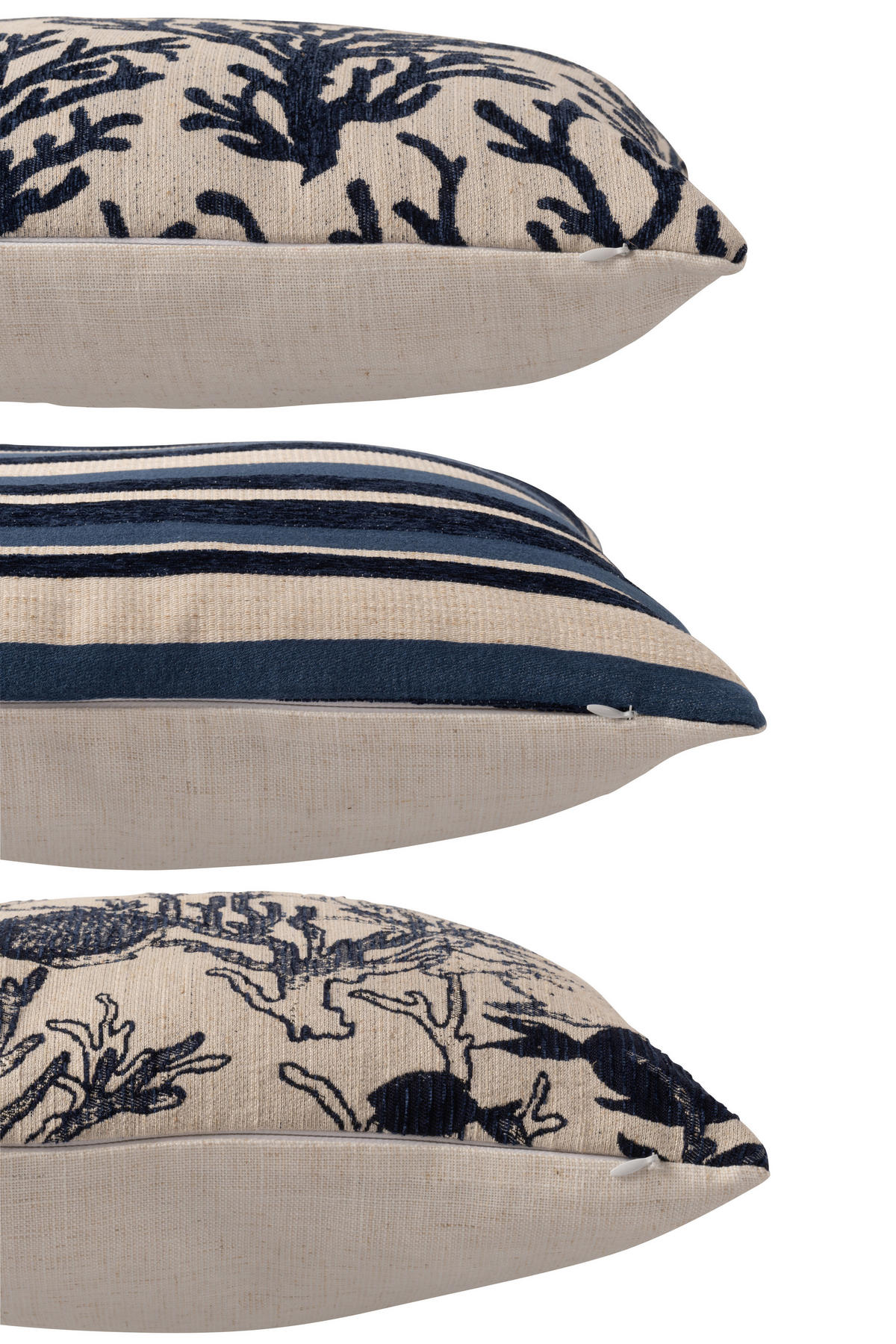 KISSEN KORALLE/STREIFEN VIERECKIG Blau - Dunkelblau, Textil (45/45cm) - J-Line