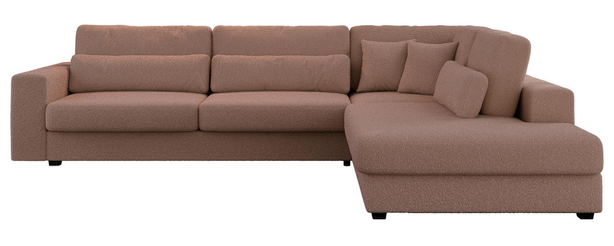 ECKSOFA Savona Rosa Boucle - rechts - Schwarz/Rosa, Kunststoff/Textil (249/316cm) - MKS