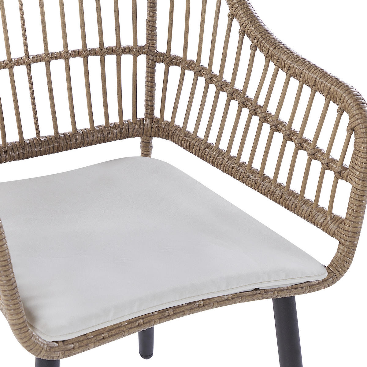GARTENMÖBEL SET 6-Sitzer Rattan natürlich Auflagen beige Aliano II - Beige/Schwarz, Kunststoff - Beliani