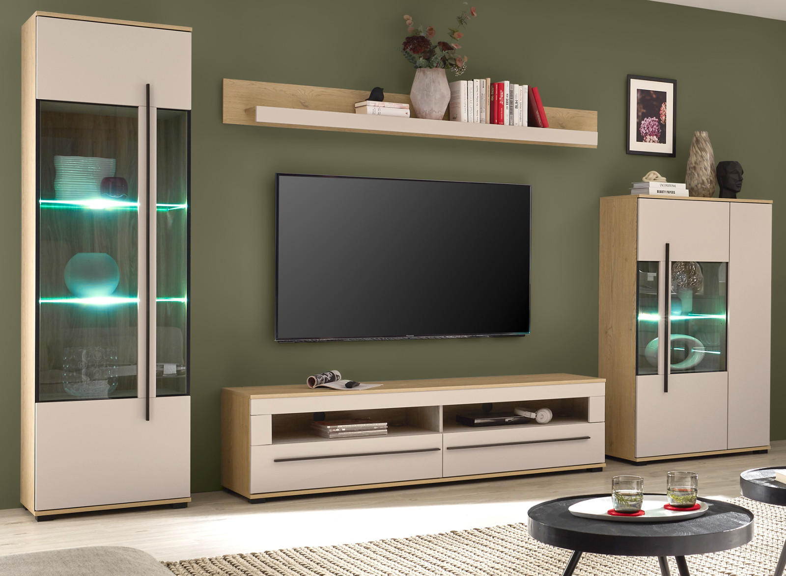 Furn.Design Wohnwand Kaschmir, Eiche 350x200x42 cm
