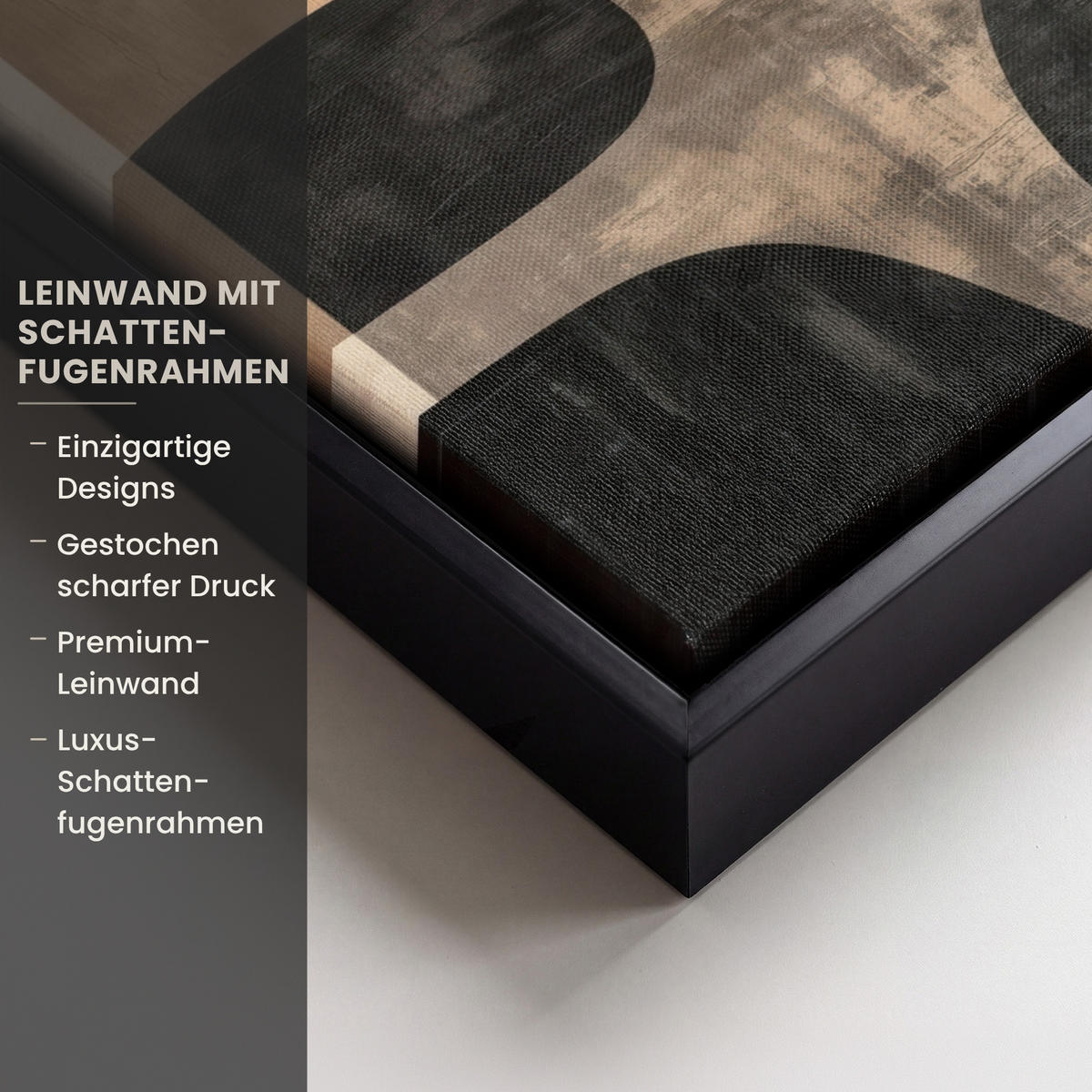 LEINWAND Bilder mit Rahmen - Abstrakt - Flugzeuge - Schwarz - Rund - 30x20 - Beige, Textil (30/20cm) - MuchoWow