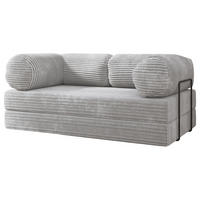 BETTSOFA ALVIO aus Schaumstoff Cordstoff Hellgrau Schlaffunktion - Grau, Textil (170/68/80cm) - MASSENO