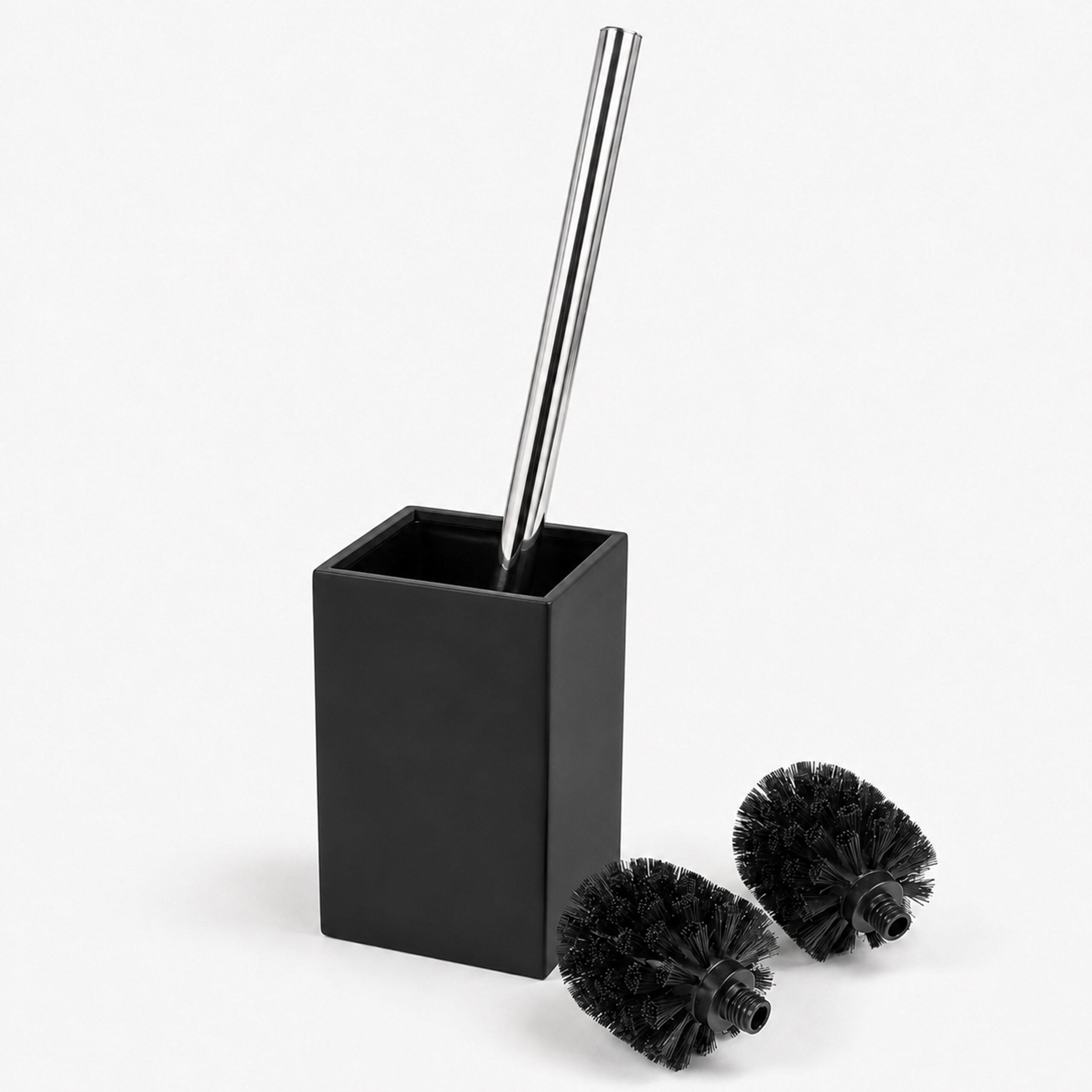 WC-BÜRSTE Schwarz mit Halter Bambus - Schwarz, Holz/Kunststoff (9.5/37/9.5cm) - Relaxdays