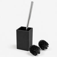 WC-ŠTĚTKA Černá s držákem bambus - černá, kov/dřevo (9.5/37/9.5cm) - Relaxdays