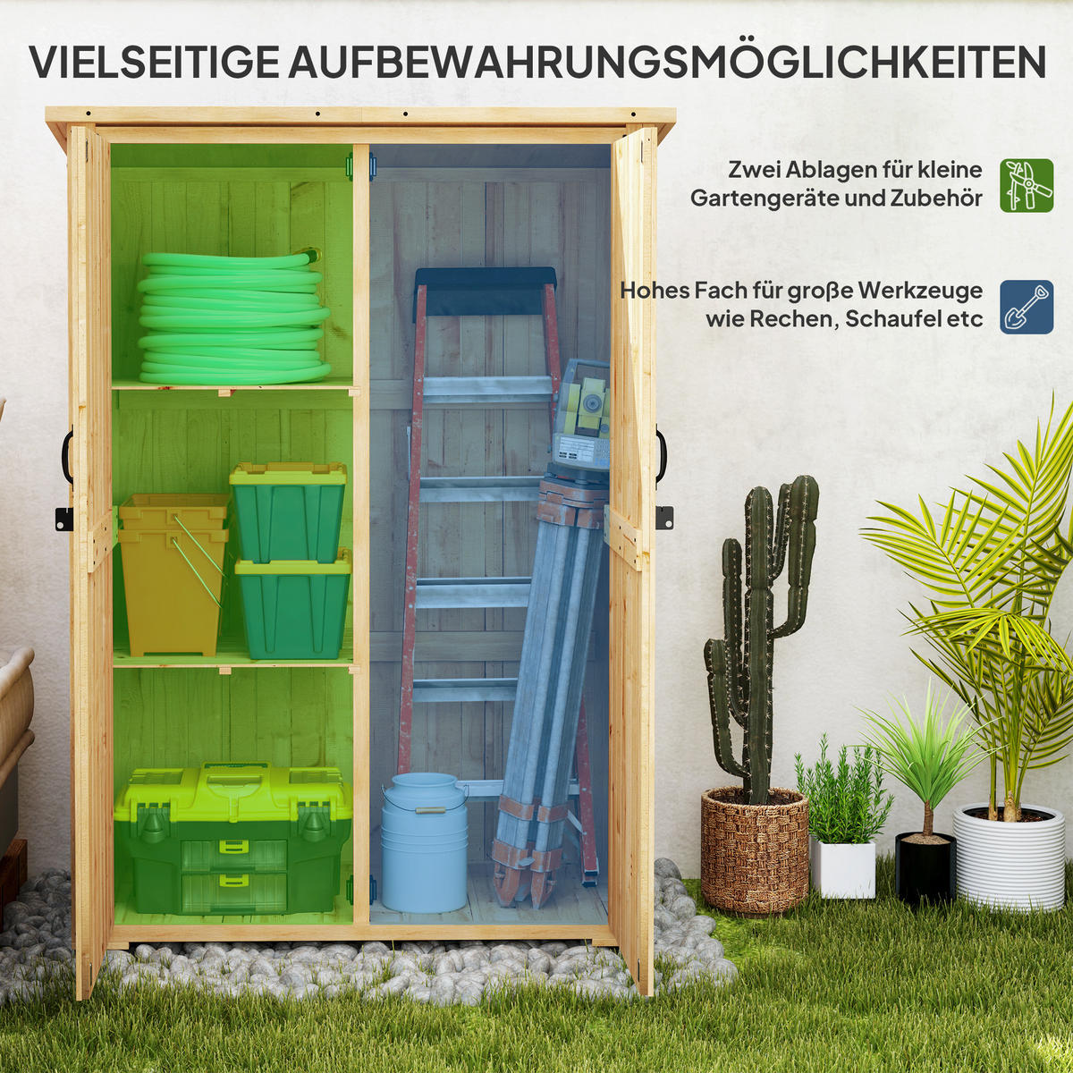 GARTENSCHUPPEN DE-09215 Hellbraun - Naturfarben, Holz (57/167/116.5cm) - ComfortXL