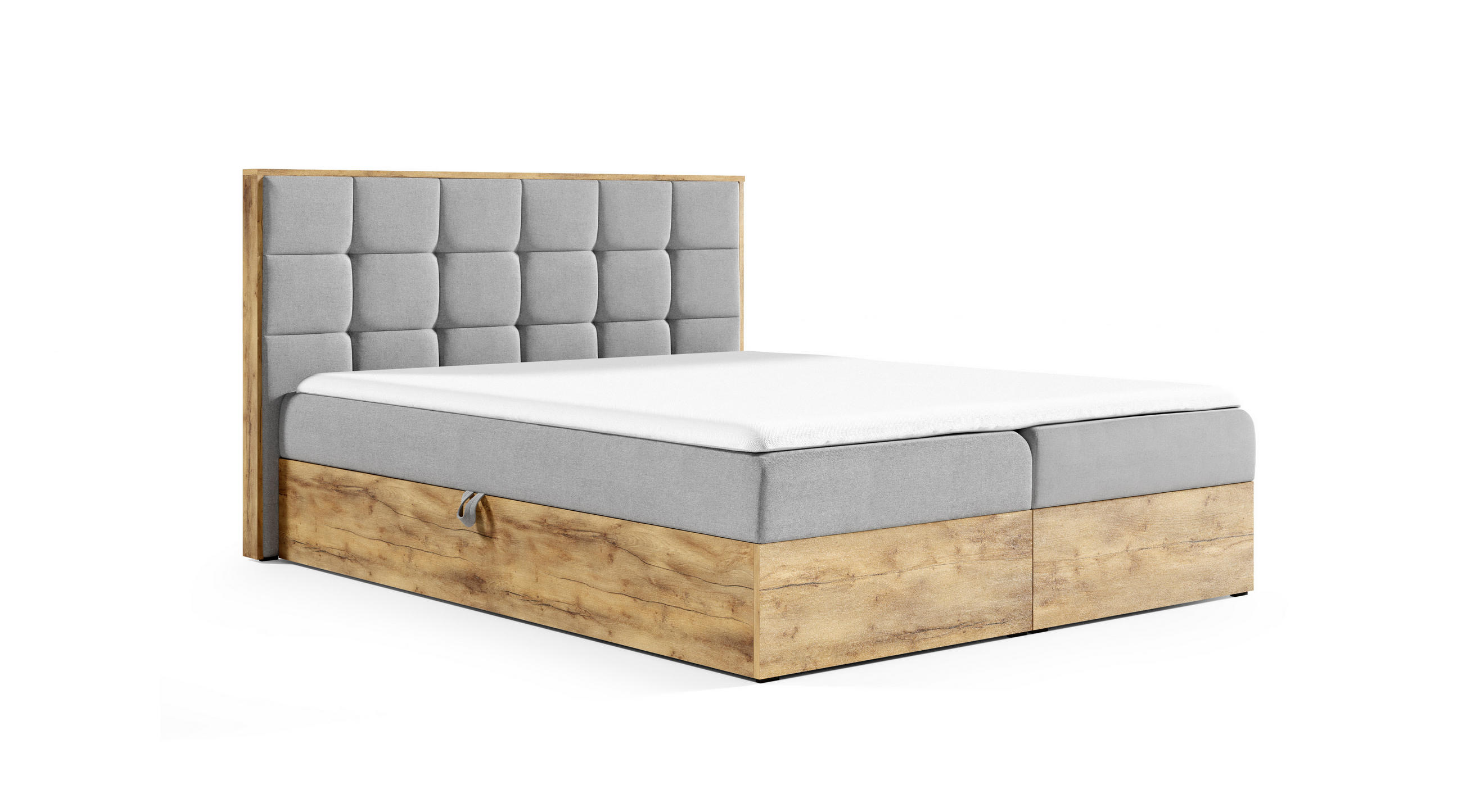 BOXSPRINGBETT BIZON 140x200 Hellgrau Faro - H3 - Hellgrau, Textil (140/200cm) - AN-Moebel 4u