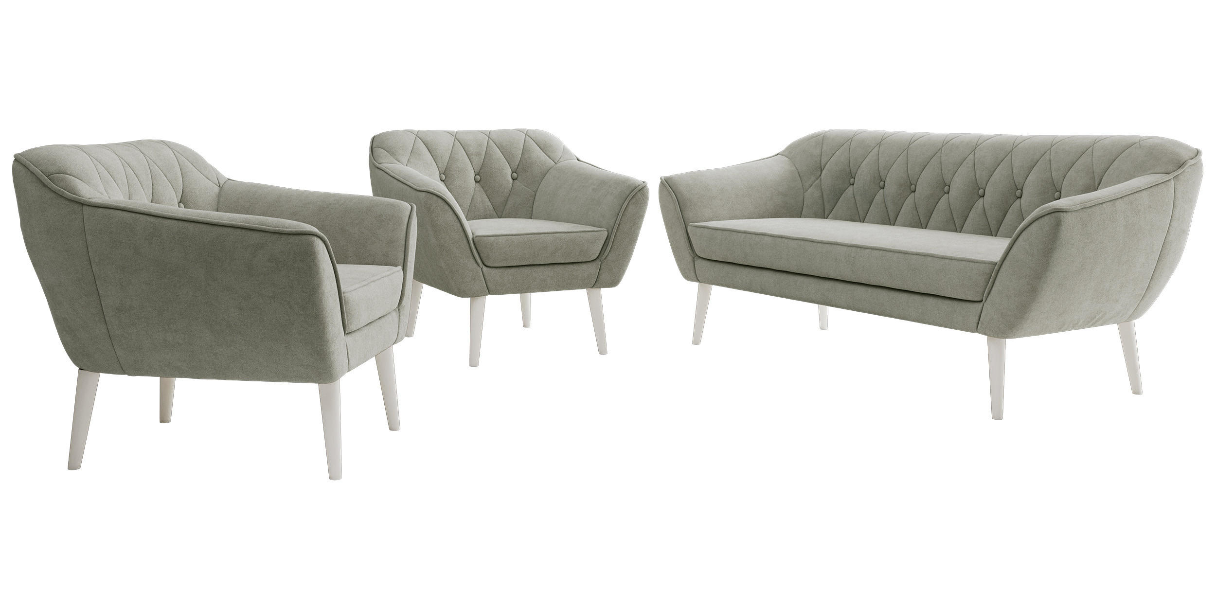 MKS Sitzgarnitur Silber 180x75x74 cm
