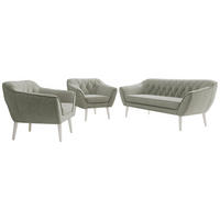 SEDACIA ZOSTAVA 3+1+1 PIRS - Svetlosivá Štruktúrovaná látka - Biele nohy - biela/svetlosivá, kompozitné drevo/textil (180/75/74cm) - MKS