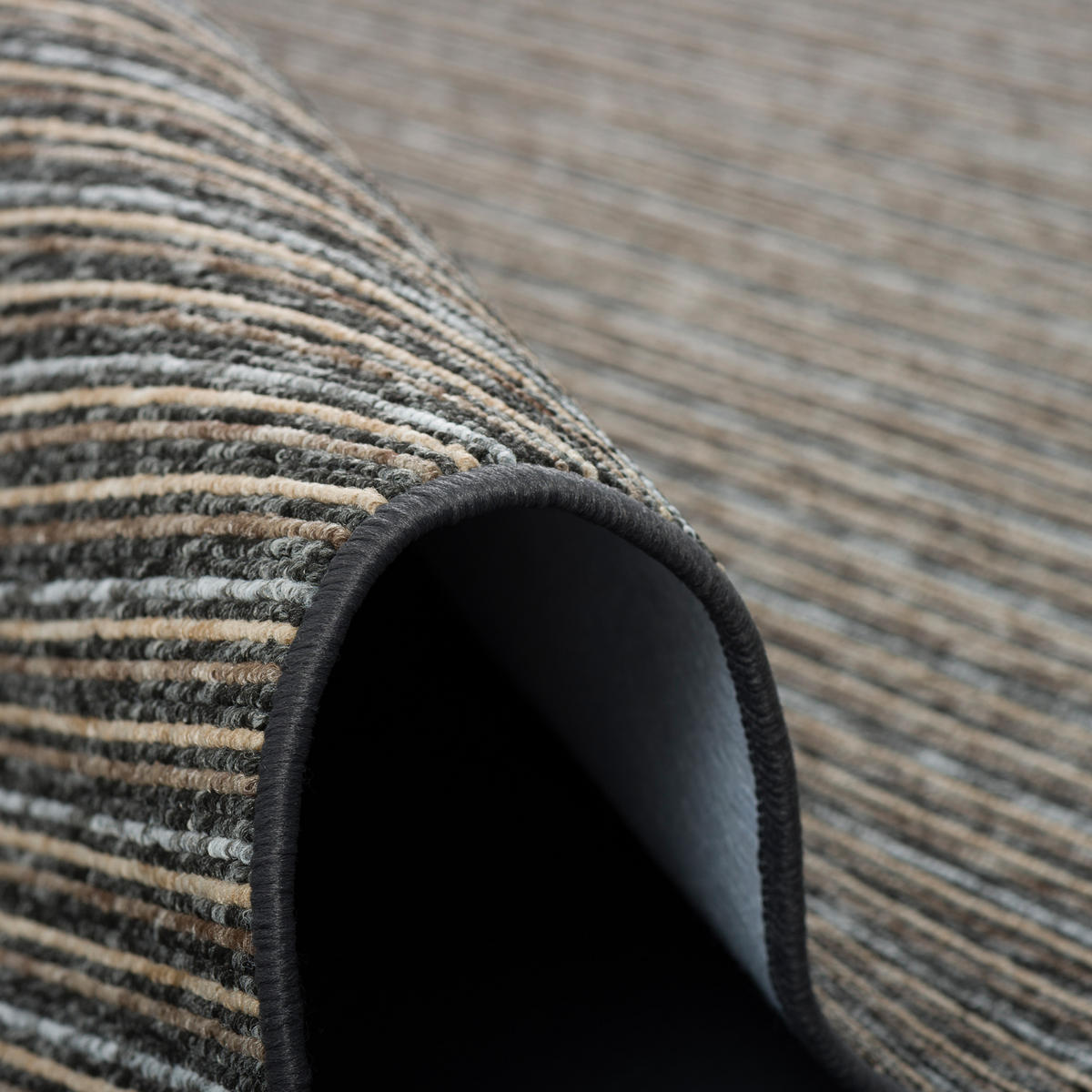 STREIFENBERBER TEPPICH MARTA RUND - Anthrazit, Textil (200/200cm) - Snapstyle