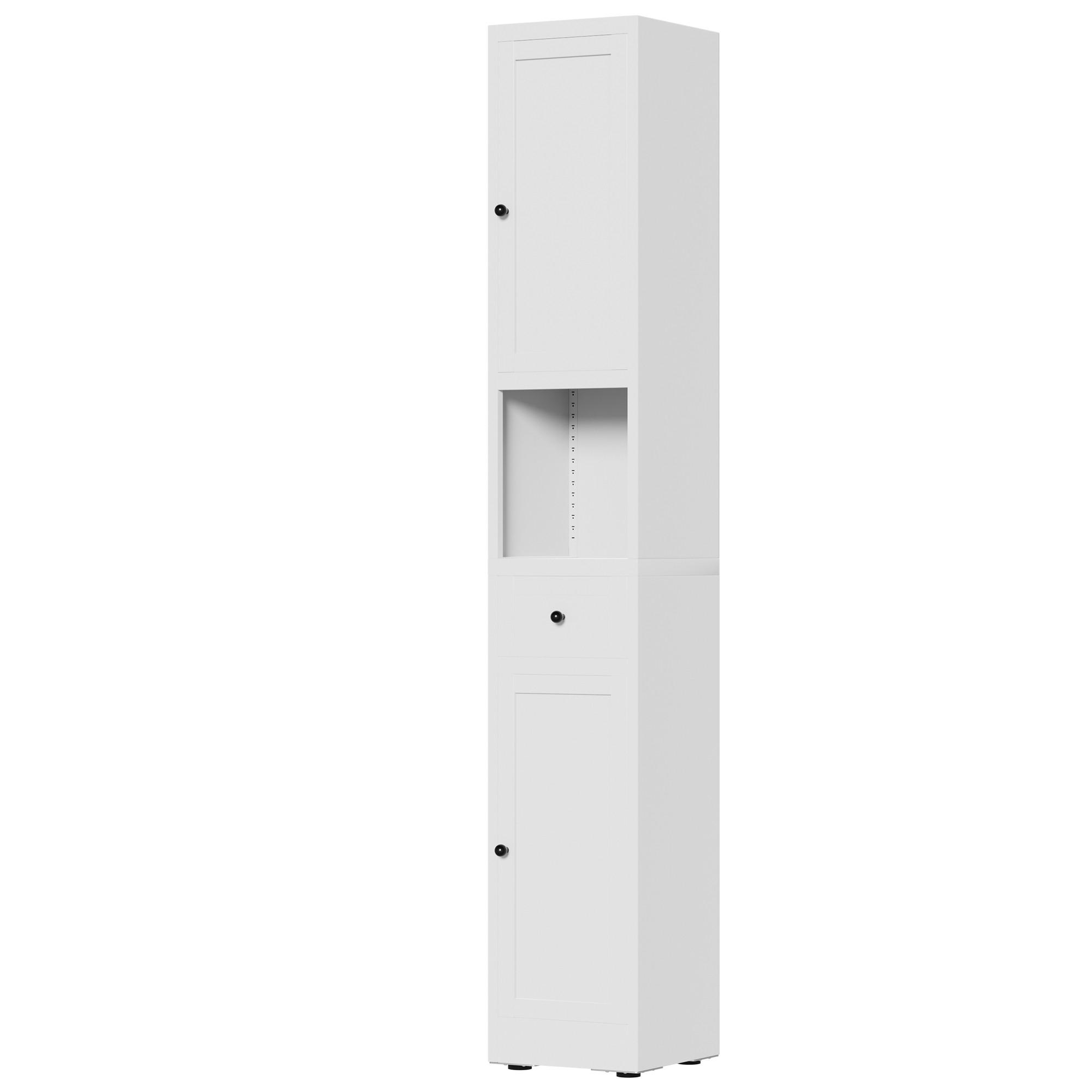 BADEZIMMERSCHRANK Weiß Hochschrank 5 Ebenen 2 Türen - Weiß, Holzwerkstoff (30/180/30cm) - Urban Meuble