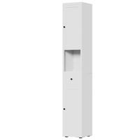 BADEZIMMERSCHRANK Weiß Hochschrank 5 Ebenen 2 Türen - Weiß, Holzwerkstoff (30/180/30cm) - Urban Meuble