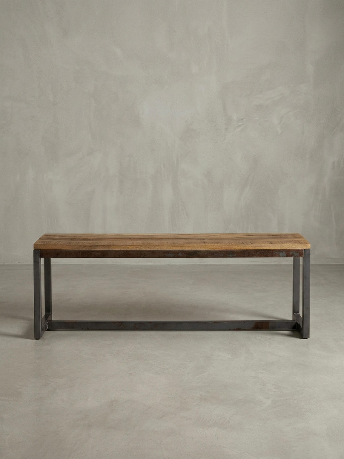 SITZBANK – Mango Massivholz/Metall, Vintage - Anthrazit/Braun, Holz/Metall (120/46/45cm) - KADIMA DESIGN