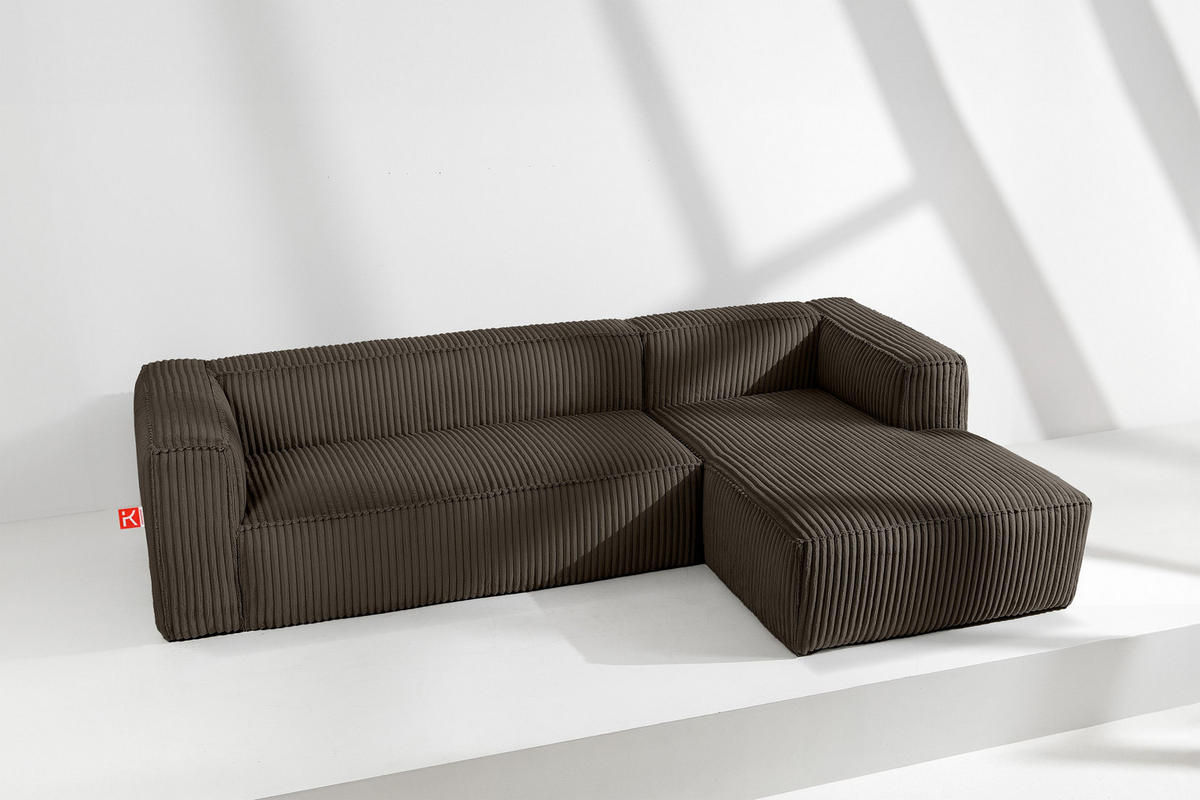 ECKSOFA-RECHTS FEROX Modern, Cord-Stoff, braun - Braun, Textil (305/175cm) - KONSIMO®