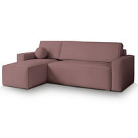 ECKSOFA RAVELO P Lila Kordstoff mit Schlaffunktion - Lila, Holz (240/140cm) - MASSENO