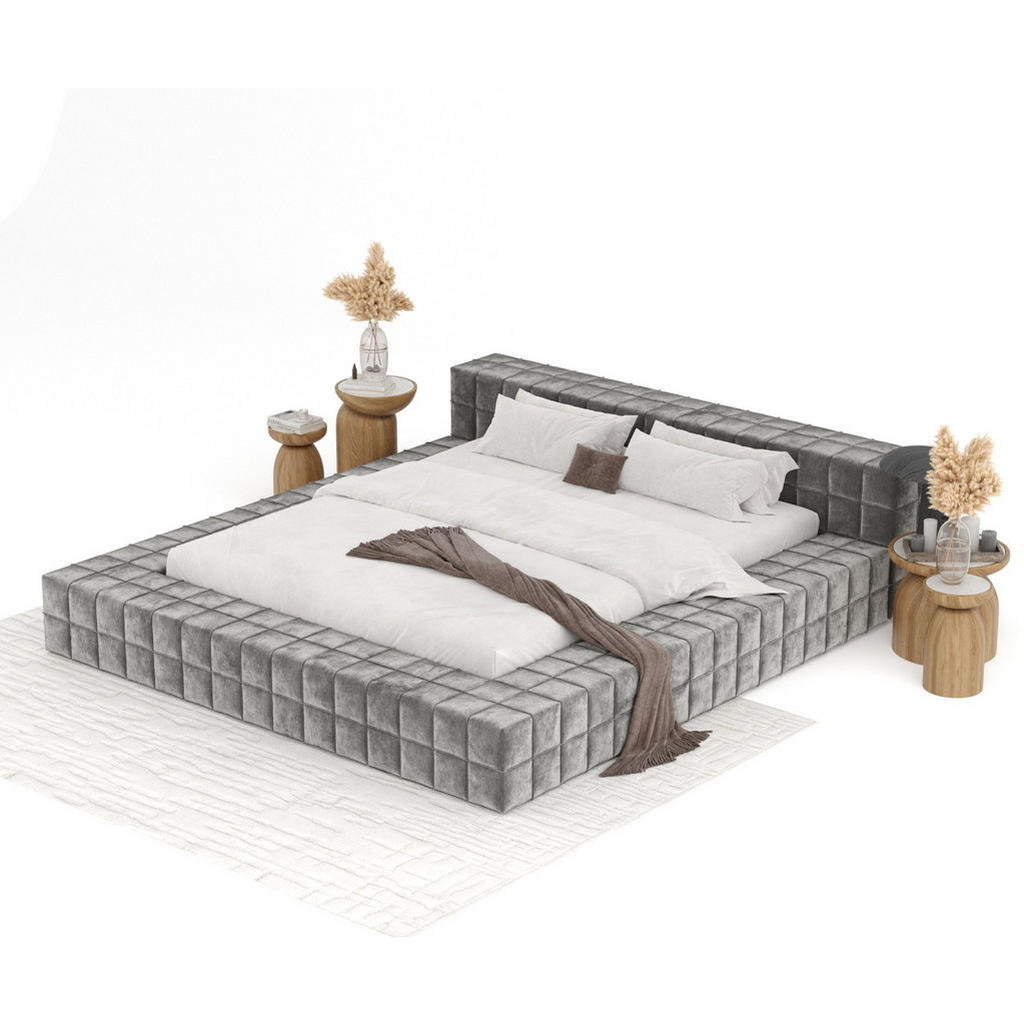 Thumbnail - Maison de Reve Polsterbett, Grau, Textil, Buche, Kiefer, 200x200 cm, Oeko-Tex® Standard 100, FSC 100%, Made in EU, Schla...
