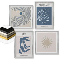 WANDBILDER 4er Set - 50x50 cm & 40x60 cm Silberner Rahmen - Matisses stilvolle abstrakte Muster - Silberfarben, Kunststoff (50/50cm) - ArtPrintCave