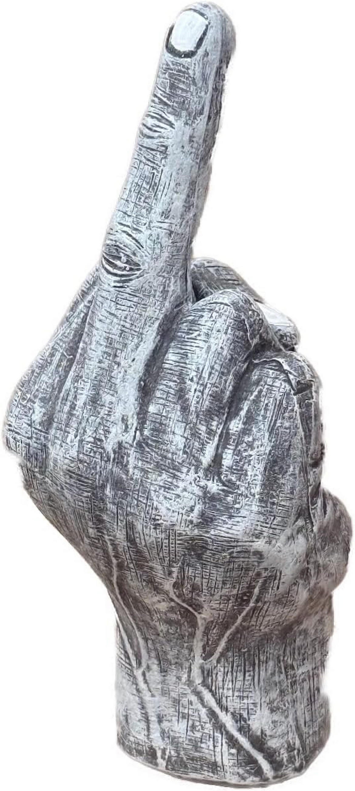 STEINFIGUR Stinkefinger Mittelfinger frostfest massiver Steinguss - Grau, Stein (9/18/7cm) - stoneandstyle