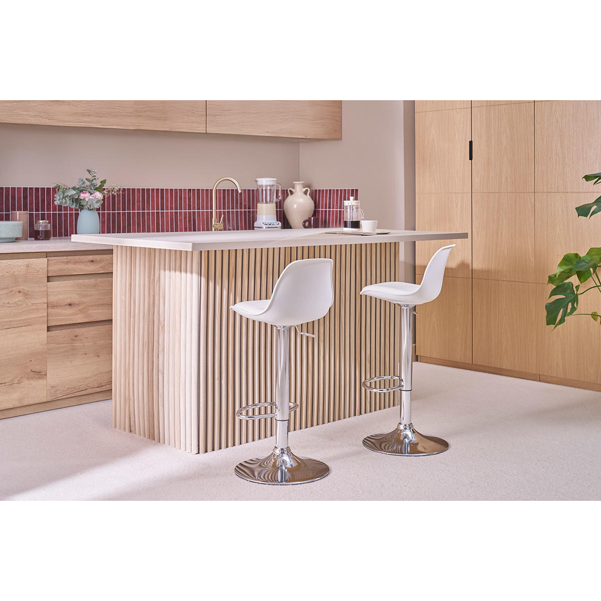 BARHOCKER Weiß (2er-Set) STEEVY - Weiß, Kunststoff (40/102/38.5cm) - Miliboo