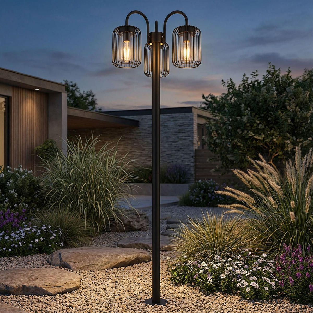STEHLEUCHTE ADELHEID Edelstahl Schwarz - Schwarz, Metall (48.5/48.5/180cm) - Globo Lighting