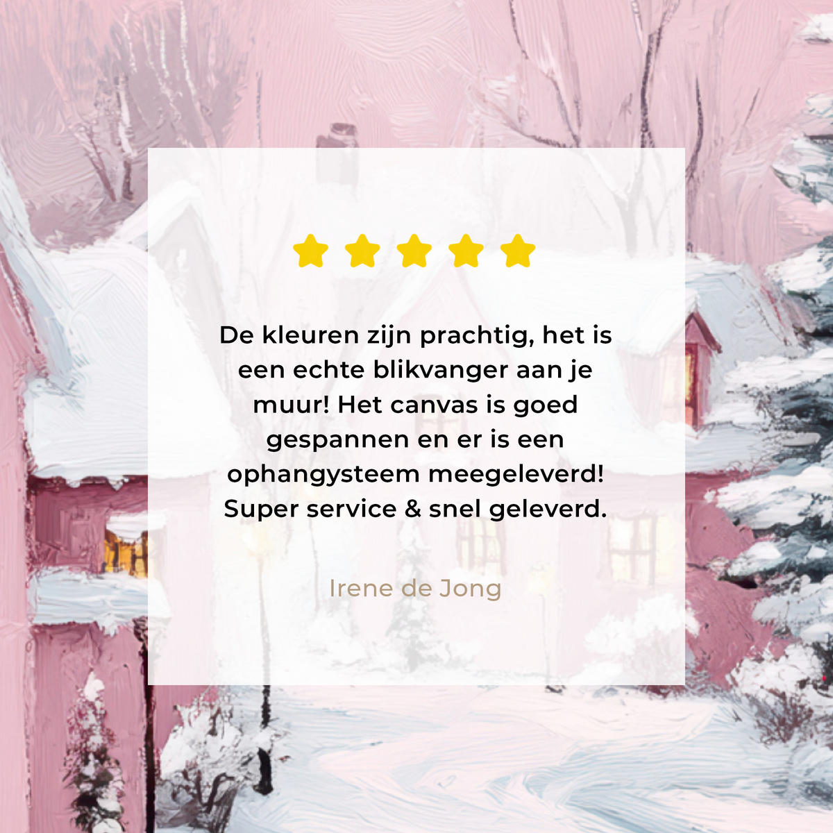 LEINWANDBILD Weihnachtsdorf - Rosa - Winter - Schnee - Häuser Wandbild Wohnzimmer 60x80 cm - Altrosa, Textil (60/80cm) - MuchoWow