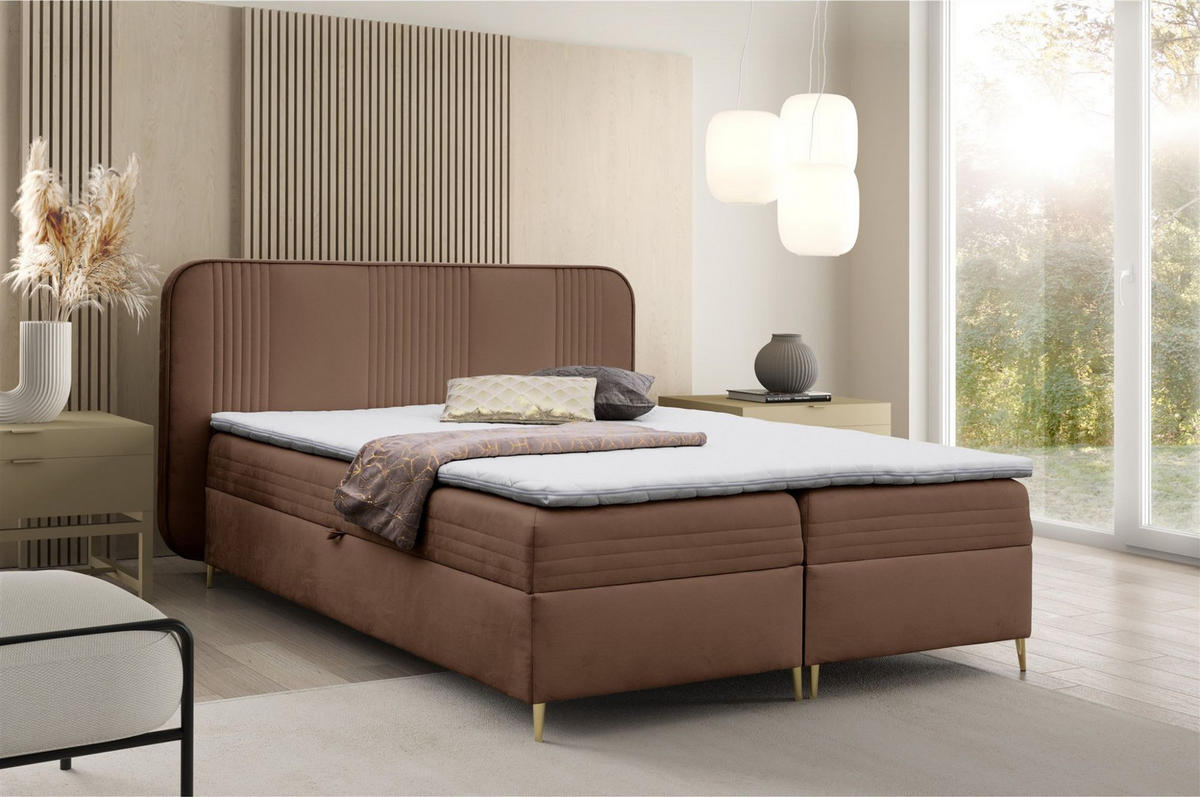 BOXBETT Alize - Dunkelbraun, Holzwerkstoff/Textil (200/200cm) - Fun Möbel