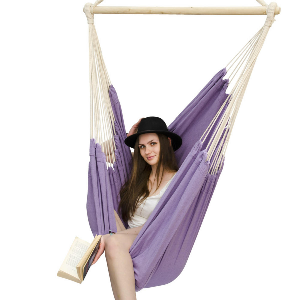 XXL HÄNGESESSEL 185/130 cm Belastbar bis 150 kg Violett Flieder - Rosa, Textil (130/155/185cm) - Amanka