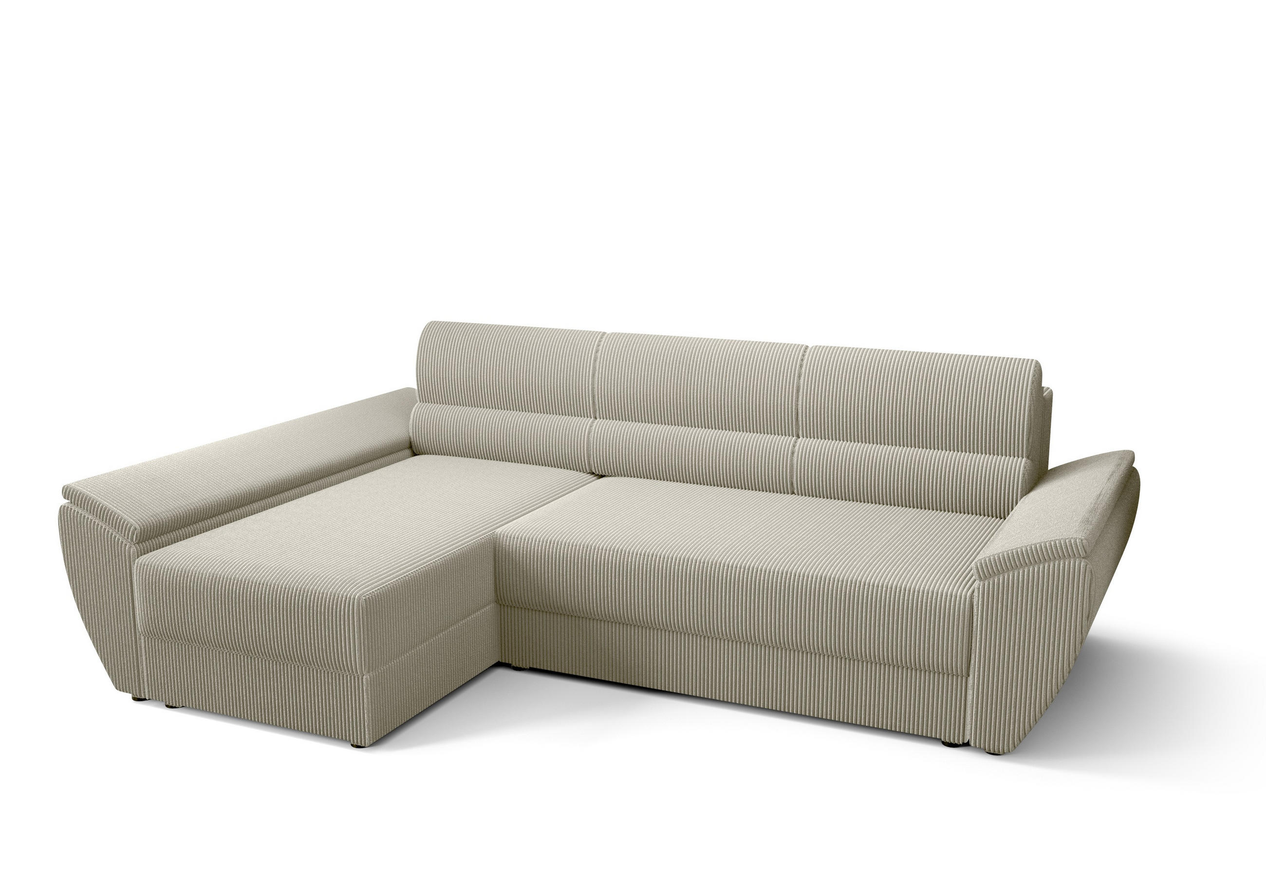 ECKSOFA L REBI L3 Poso 100 Links mit Schlaffunktion, Beige - Beige, Textil (251/140cm)