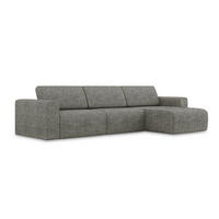 ECKSOFA rechts Strukturstoff Stoff Grau - Dunkelgrau/Beige, Kunststoff/Textil (314/167cm) - Makamii