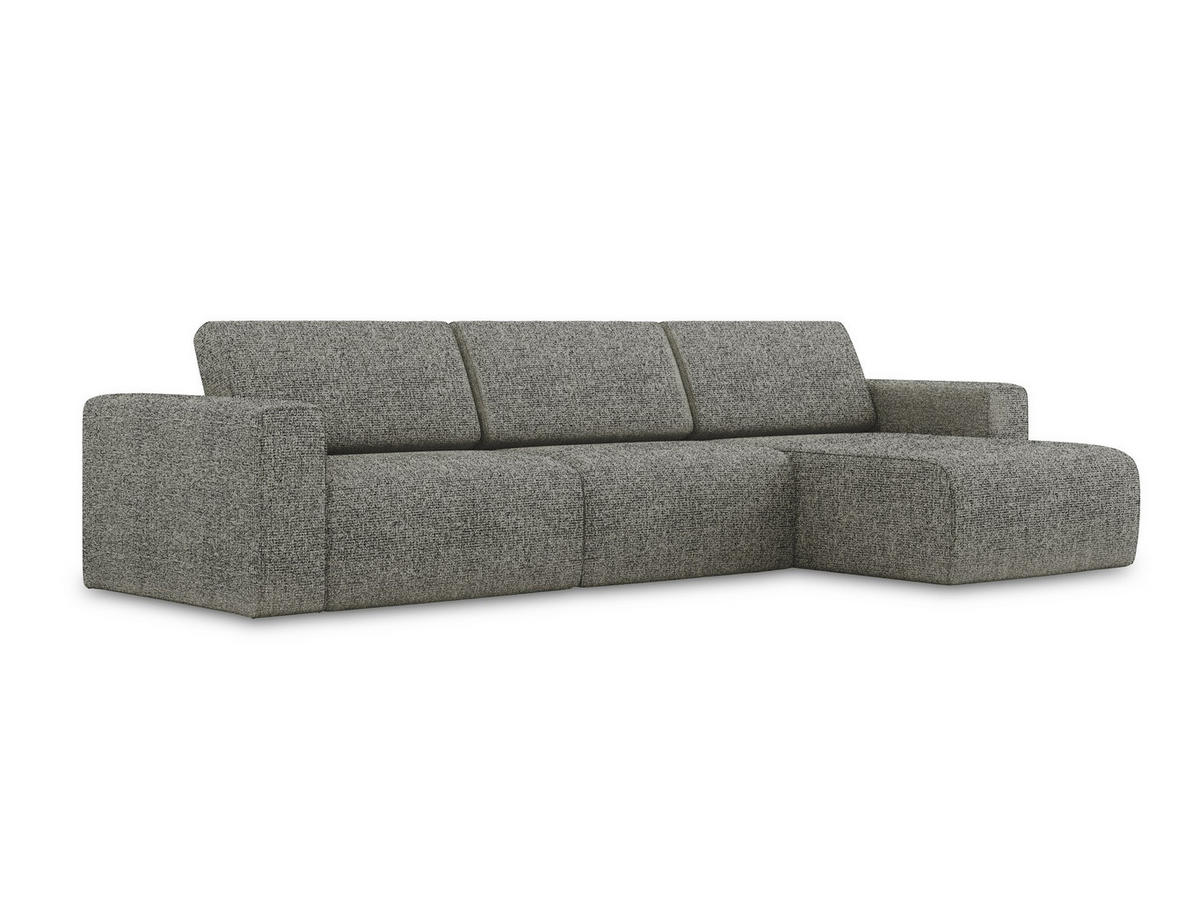ECKSOFA rechts Strukturstoff Stoff Grau - Dunkelgrau/Beige, Kunststoff/Textil (314/167cm) - Makamii