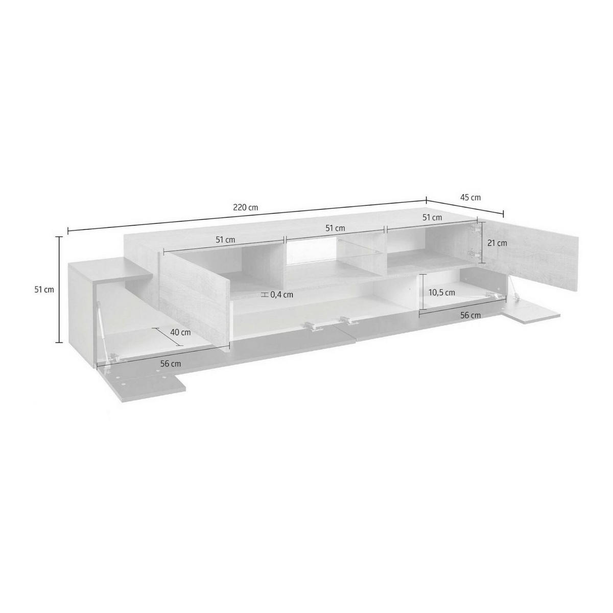 FERNSEHSCHRANK Anthrazit, Ahorn 40/220/51 cm - Schwarz, Holzwerkstoff (220/51/40cm) - DMORA