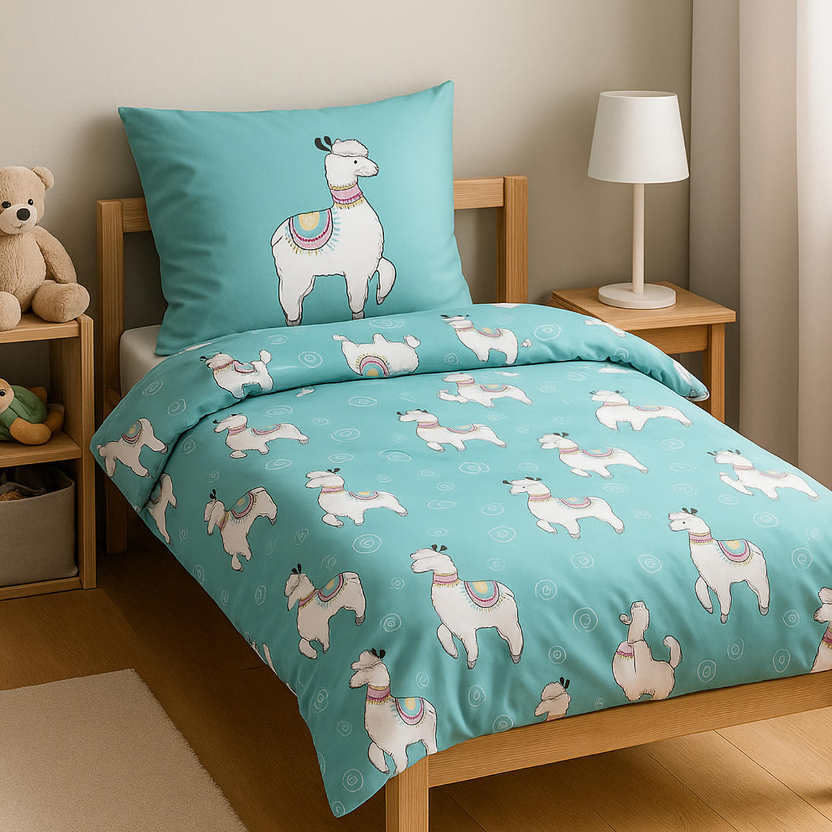 BETTWÄSCHE 2 tlg. mit Motiv 135x200 cm Lama - Multicolor, Textil (135/200cm) - Bestlivings