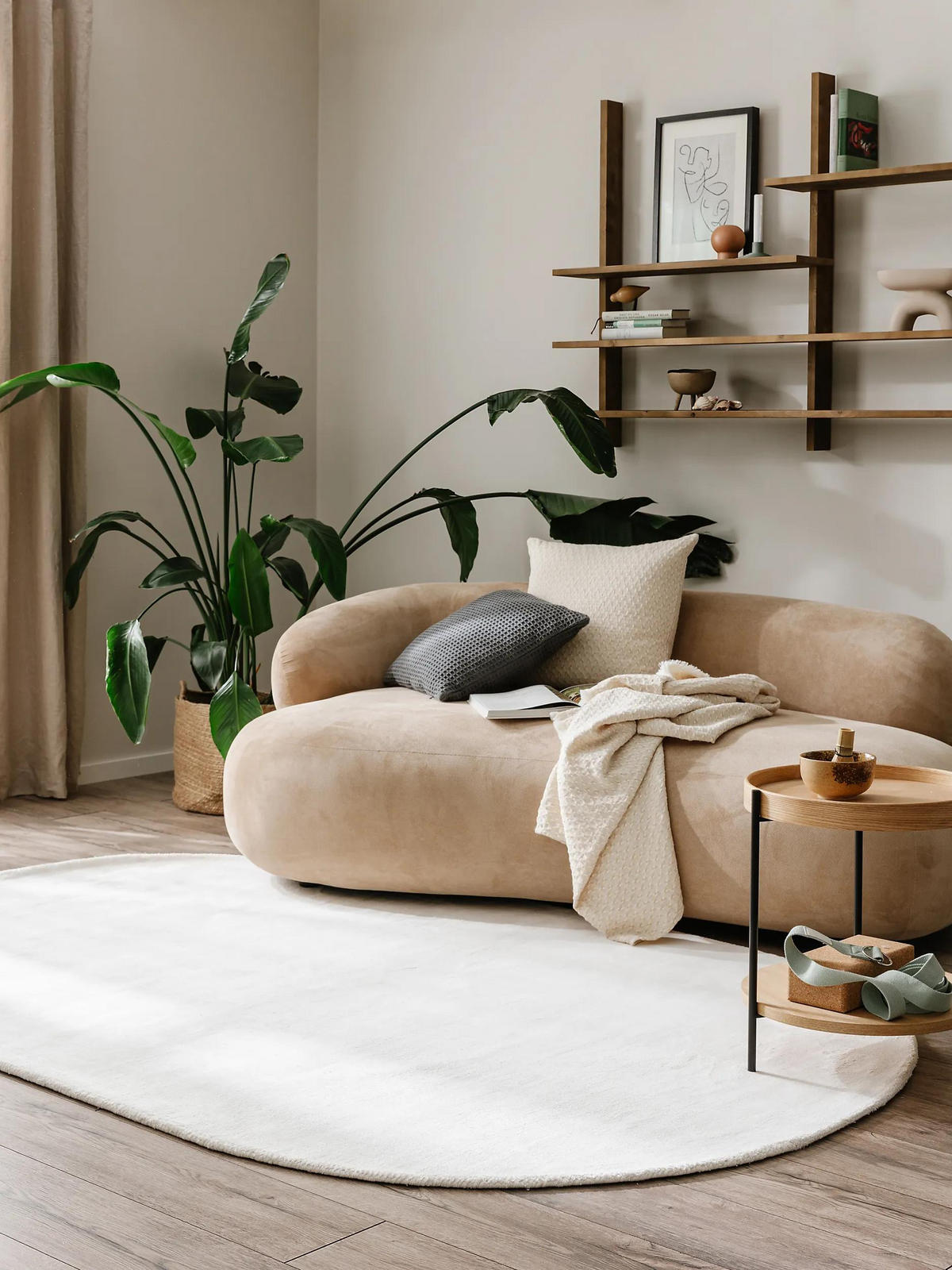 VISKOSETEPPICH OVAL Nela Ivory 150x230 cm - Creme, Textil (150/230cm) - benuta Pure