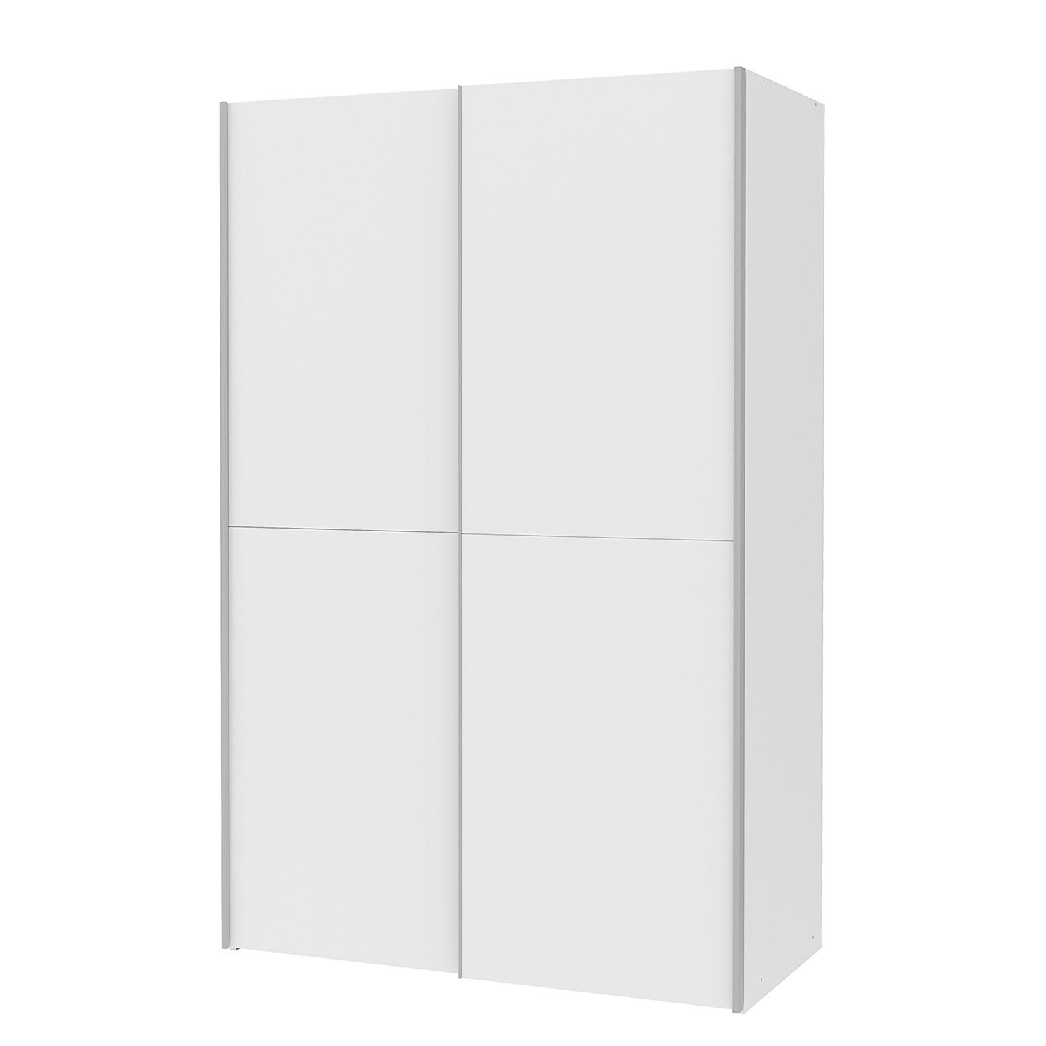 SCHWEBETÜRENSCHRANK - Silberfarben/Weiß, Holzwerkstoff/Metall (120/191/61cm) - home24