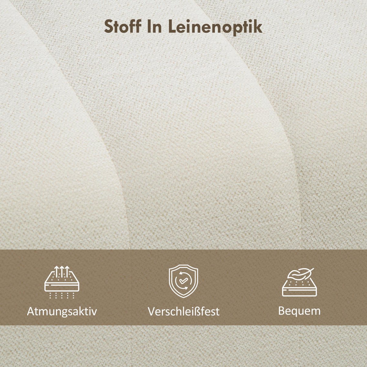 SITZBANK Polsterbank Bettbank mit Leinenoptik, Kanal-Tufting Cremeweiß - Creme, Textil (40/44/110cm) - HOMCOM