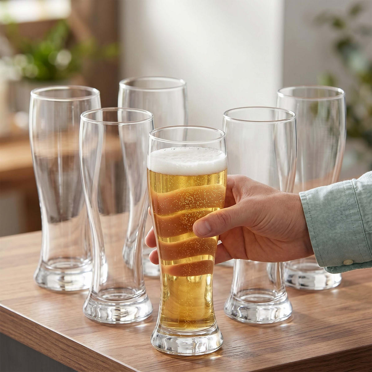 BIERGLAS Transparent 6er-Set Glas 460 ml - Transparent, Glas (0.46L) - Relaxdays