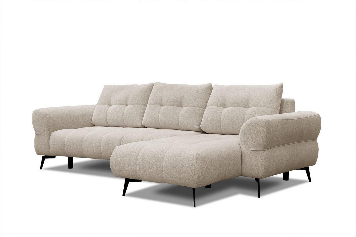 ECKSOFA SALVINI 4-Sitzer, ecru - Ecru/Schwarz, Holzwerkstoff/Textil (292/158cm) - Courtois Laville