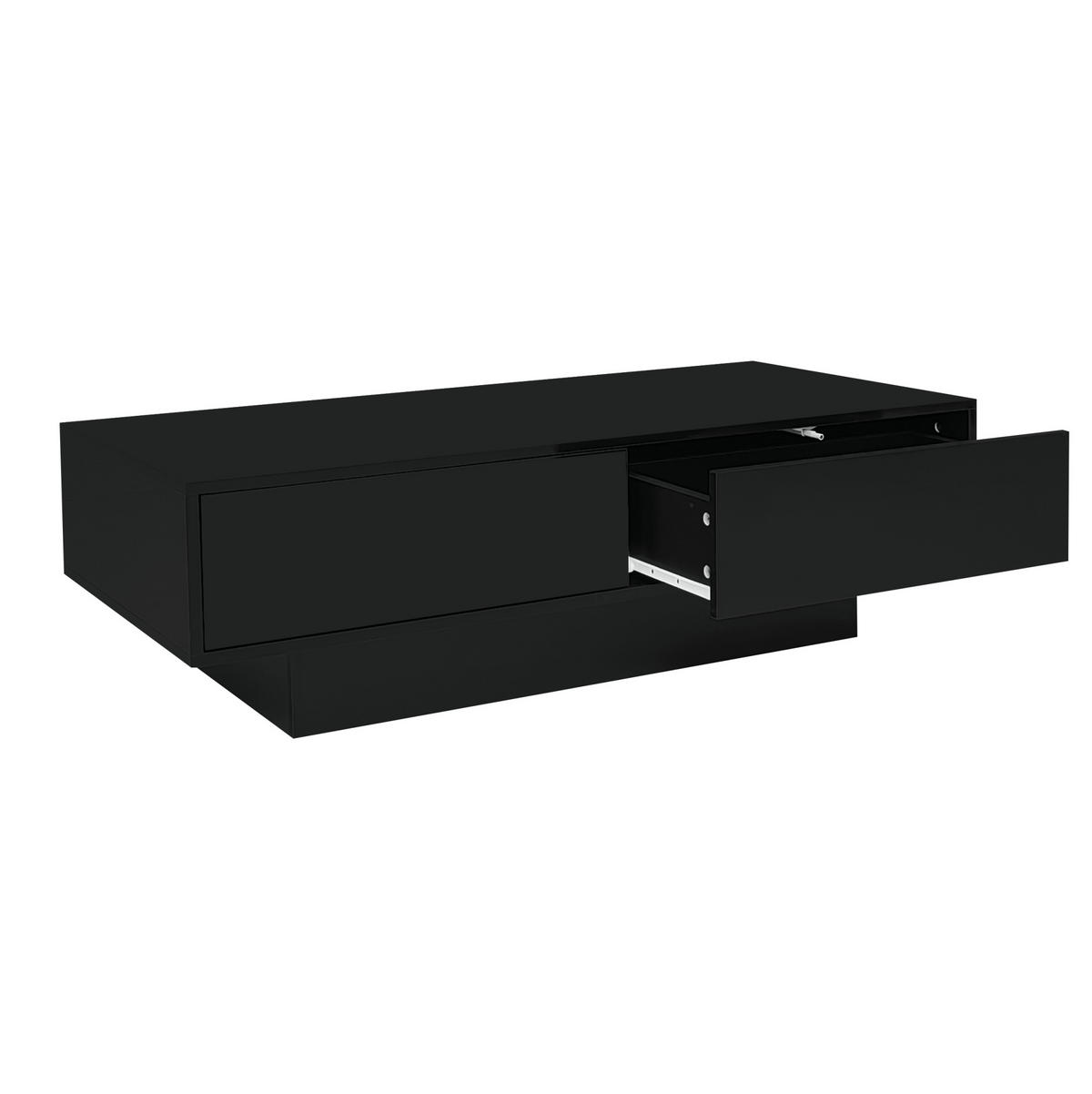 COUCHTISCH mit 2 Schubladen 115 x 55 x 34 cm Hochglanz Schwarz - Schwarz, Holzwerkstoff (115/55/34cm) - Meubliv