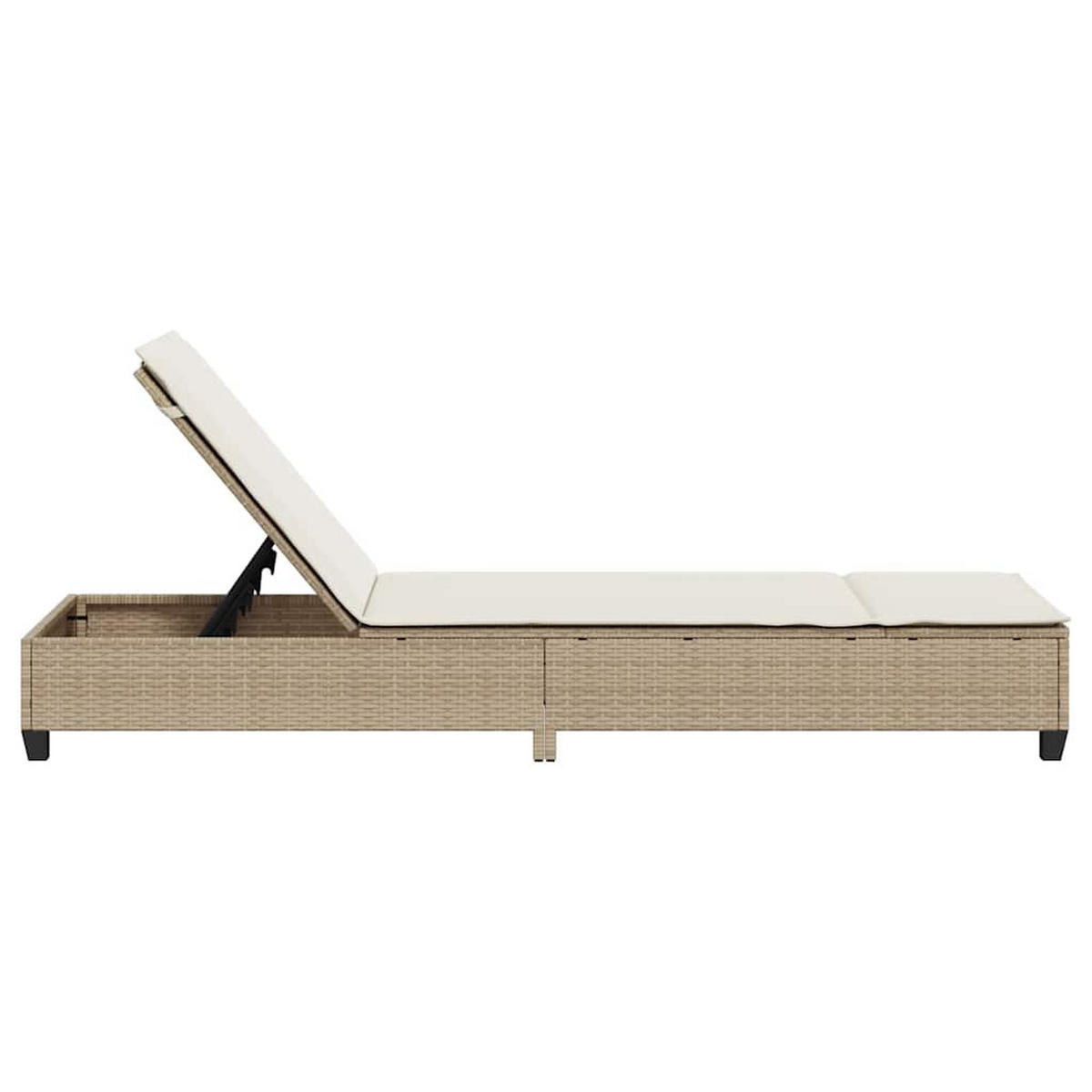 SONNENLIEGE Mit Auflagen Beige 55/200/25,5Cm Poly Rattan - Beige, Kunststoff (200/25.5/55cm) - vidaXL